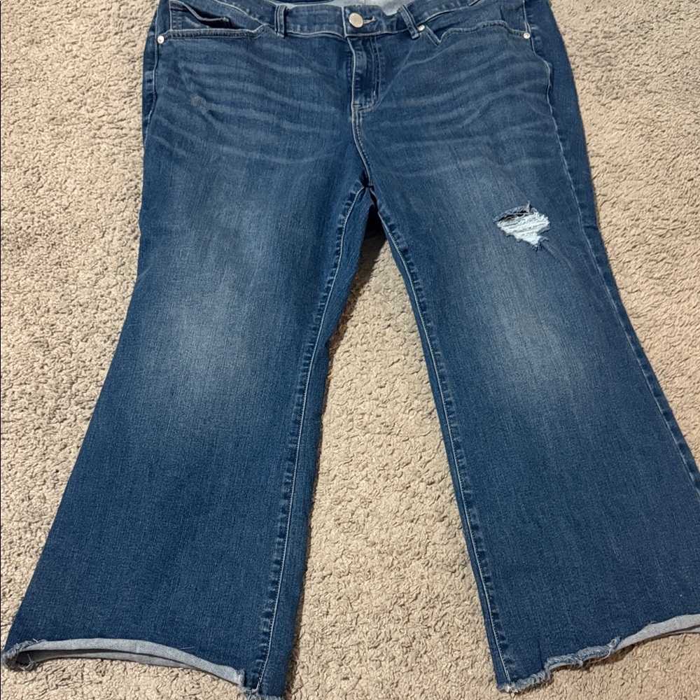 Lane Bryant Distressed Blue Ankle Jeans